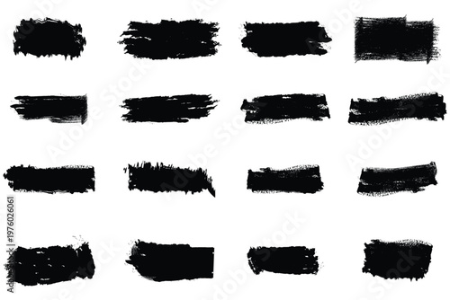 Title collection of black brush strokes and textures for design elements description this image showcases a variety of rough black brush stroke