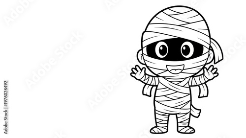 Cute cartoon mummy waving hello