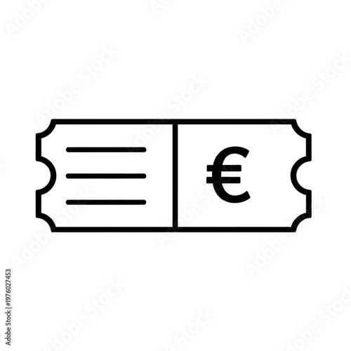 Euro Ticket Line Icon