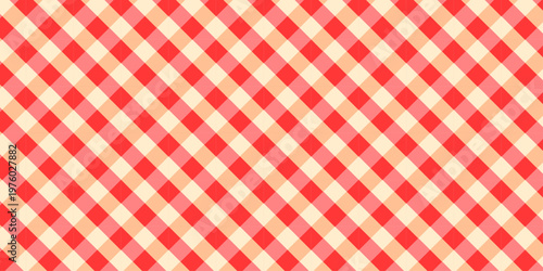 Gingham geometric seamless checkered square pattern. Fabric art overlapping stripes design. Vector plaid tablecloth textile cotton fabric or blanket design.	