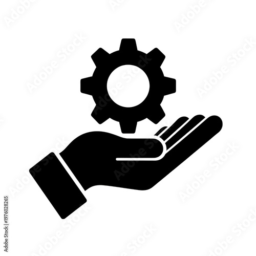 Hand Holding Gear Line Icon