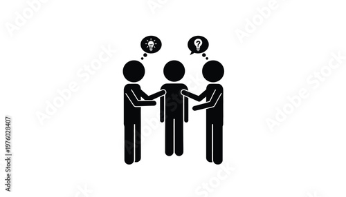 Abstract depiction of a collaborative team discussion where participants share ideas and address questions to find solutions.