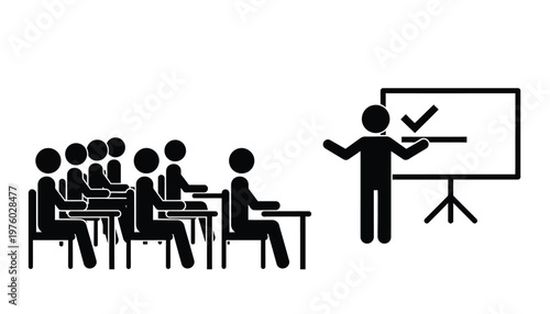Teacher standing in front of students while using a whiteboard to explain important concepts during a class