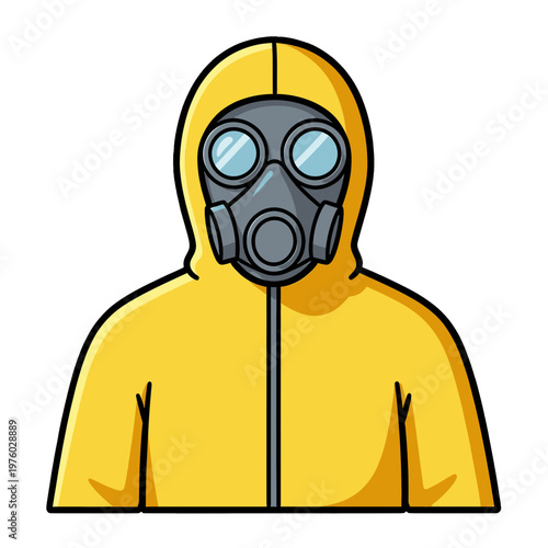 Hazmat Suit Vector Icon with Gas Mask