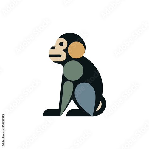 A cartoon monkey sitting on its haunches
