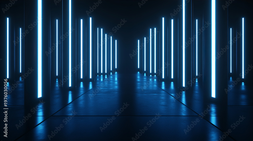 Fototapeta premium Data Processing Flow with Vertical Light Bars
