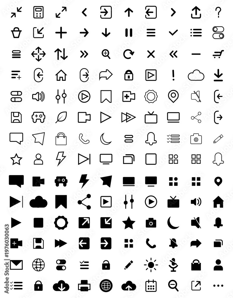 Fototapeta premium 140 UI Icons Set | Editable Black User Interface Icons for Web & App Design