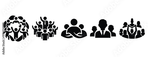 community citizen participation silhouette icon set