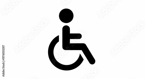 Universal Accessibility Icon of Person in Wheelchair on Isolated White Background