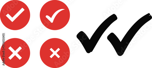 Visual representation of acceptance and rejection checkmarks and crosses in red ovals
