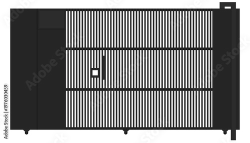 Minimalist Iron Fence Gate with Clean Modern Design, Simple Metal Lines, Elegant Entrance for Contemporary Home Exterior, Garden, Yard, and Residential Architecture