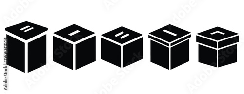 community donation box silhouette icon set