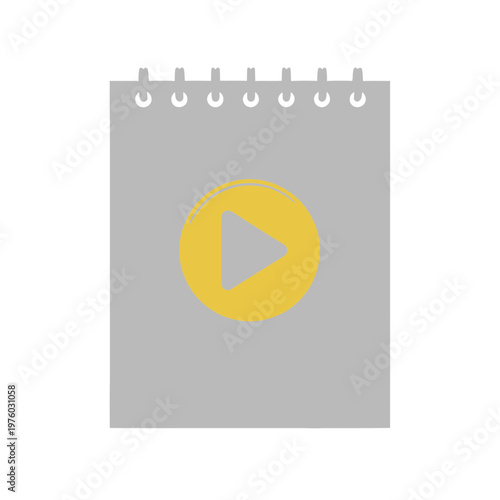 Play Button Vector Icon on Notepad