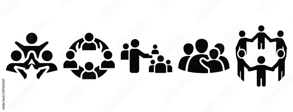Fototapeta premium community engagement silhouette icon set