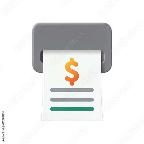 Printer Outputting Document with Dollar Sign Vector Icon