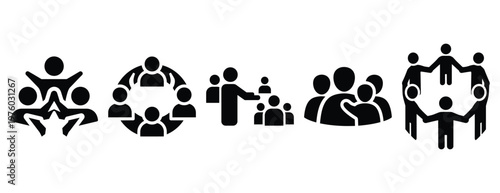 community engagement silhouette icon set