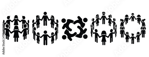 community harmony silhouette icon set