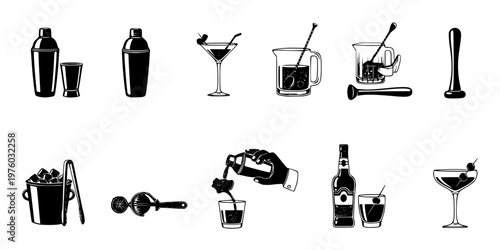 Professional Cocktail Shaker Mixology Silhouette