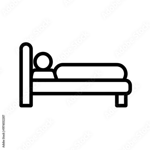 Sleeping Person in Bed Line Icon