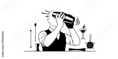 Professional Cocktail Shaker Mixology Silhouette