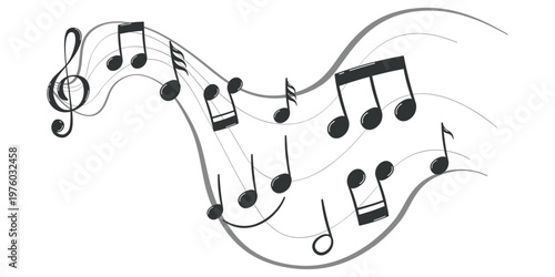 Yellow musical notes melody on white background.vector illustration of blue colored sheet music - musical notes melody .