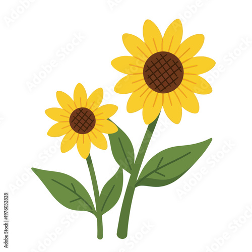 Two Yellow Sunflowers Vector Icon