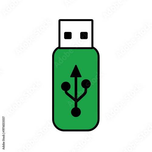 USB Flash Drive Vector Icon with Connection Symbol