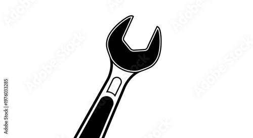 Black adjustable wrench icon on white background for repair and maintenance concepts