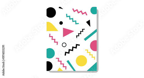 Memphis style abstract pattern with colorful geometric shapes