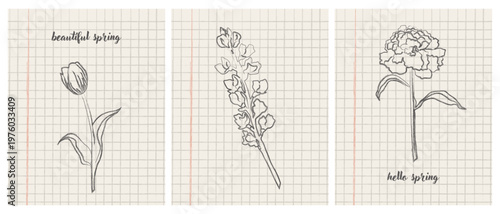 Spring flowers collection of postcards, posters, banners