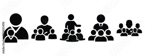 community mentor group silhouette icon set