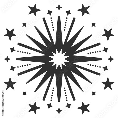 Festive Star Burst with Ornate Details Isolated on White Background Decorative Celestial Design