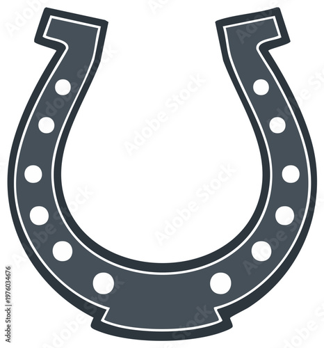Classic dark gray horseshoe with white dots for luck and sport