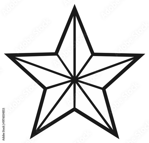Geometric Five Pointed Star Outline with Radial Lines