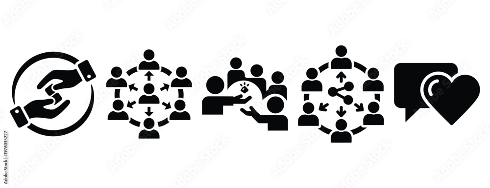 Fototapeta premium community sharing idea silhouette icon set