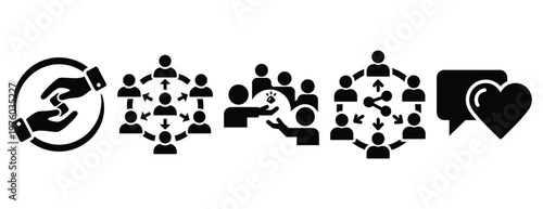 community sharing idea silhouette icon set