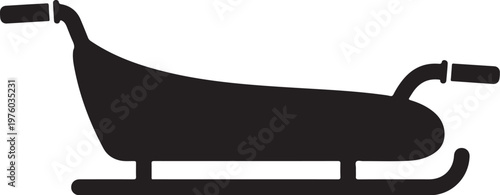 Sled, Sleigh, Winter Sports, Black Icon, Vector Illustration