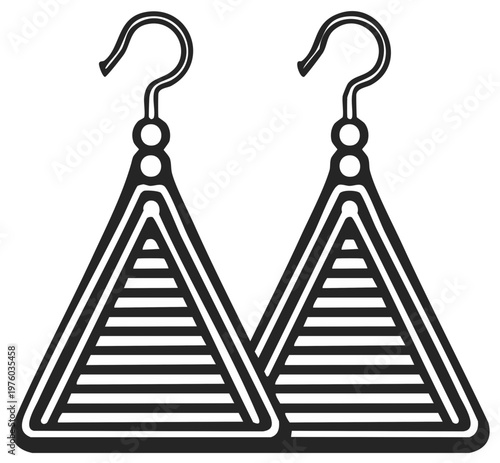 Pair of triangular earrings hanging outlined illustration for fashion accessorize vector design for Adobe Stockdobe Stock creative use.
