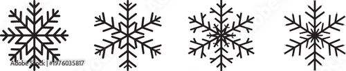  Black snowflake icon set, black and white, vector file.
