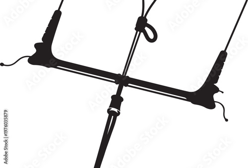 Black, minimalist, vector windsurfing rig, equipment, sports gear, sailing