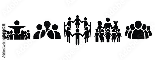 community togetherness silhouette icon set
