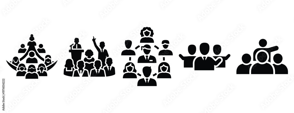 Fototapeta premium community training silhouette icon set