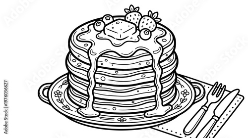 Delicious Stack of Syrupy Pancakes Served.