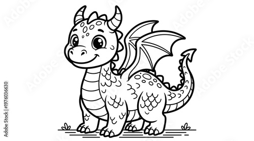 Cute Cartoon Dragon Smiling Face.