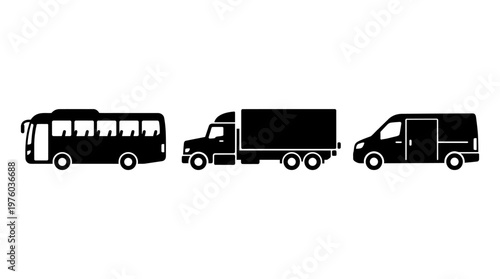 Silhouettes of Various Large Vehicles.
