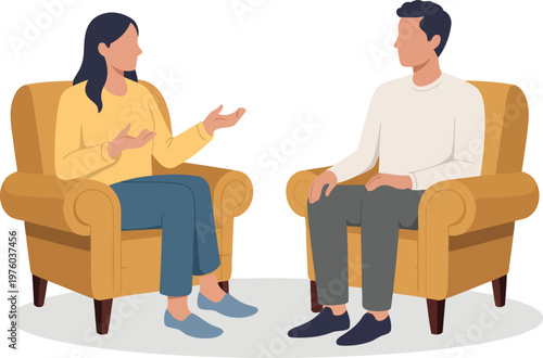 Professional therapy session vector flat style illustration.