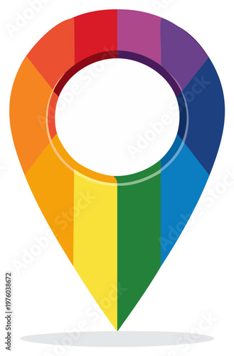 Vibrant Rainbow Location Pin for LGBTQ+ Travel and Community Identity