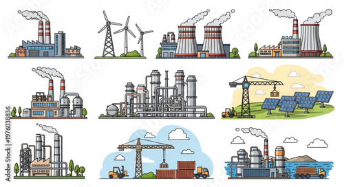 Diverse Energy Production Facilities and Industrial Landscapes.