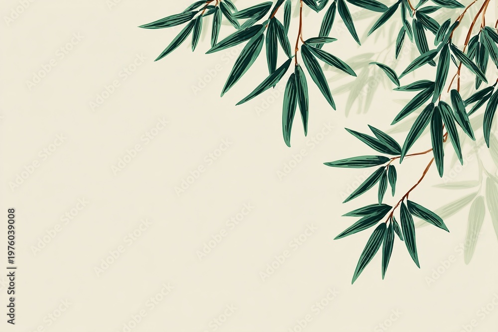 Naklejka premium Minimal Summer Lesson Plan Background with Simple Bamboo Leaf Line Art