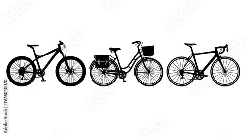 Three bicycles in a row profile.